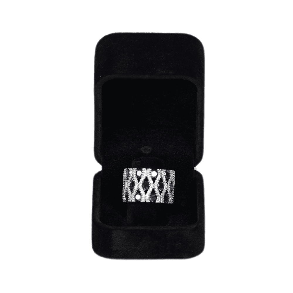 Ring Jewellery Box Velvet black Jewellery packaging BXR83 with ring display front