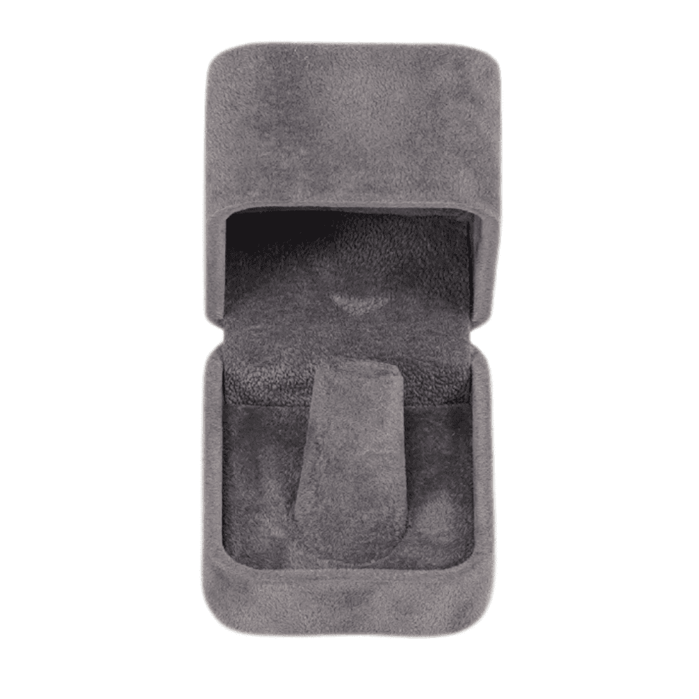 Ring-Jewellery Box-Velvet-dark-grey-Jewellery-packaging-BXR83-11 Ring Jewellery Box Velvet dark grey Jewellery packaging open front