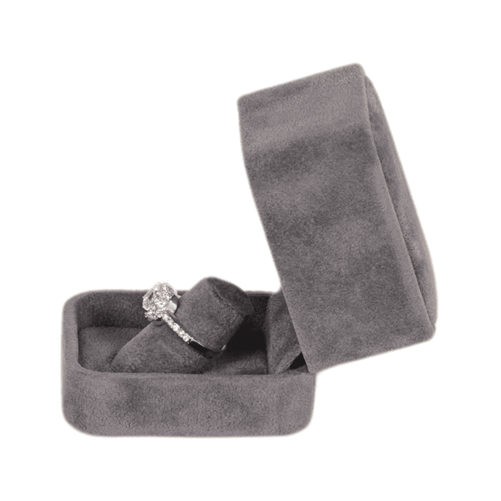 Ring-Jewellery Box-Velvet-dark-grey-Jewellery-packaging-BXR83-5 Ring Jewellery Box Velvet dark grey Jewellery packaging with ring display open side