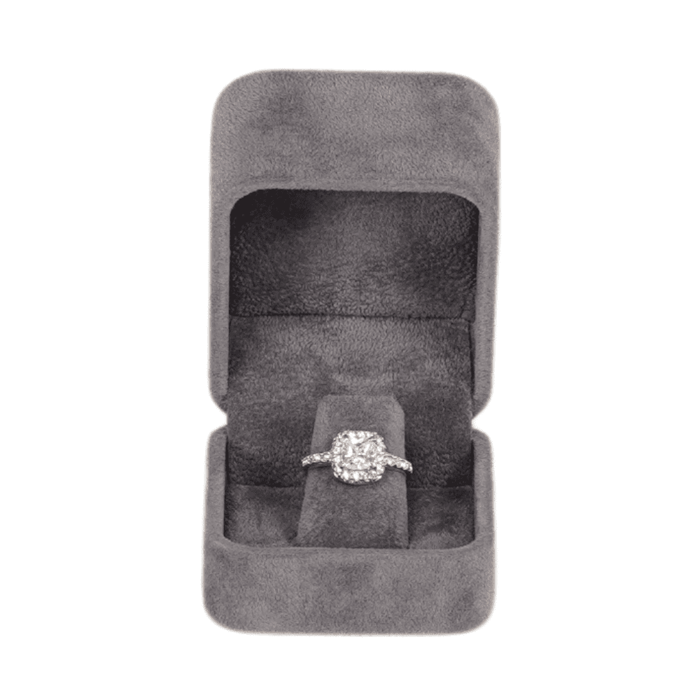 Ring-Jewellery Box-Velvet-dark-grey-Jewellery-packaging-BXR83-6 Ring Jewellery Box Velvet dark grey Jewellery packaging with ring display front1