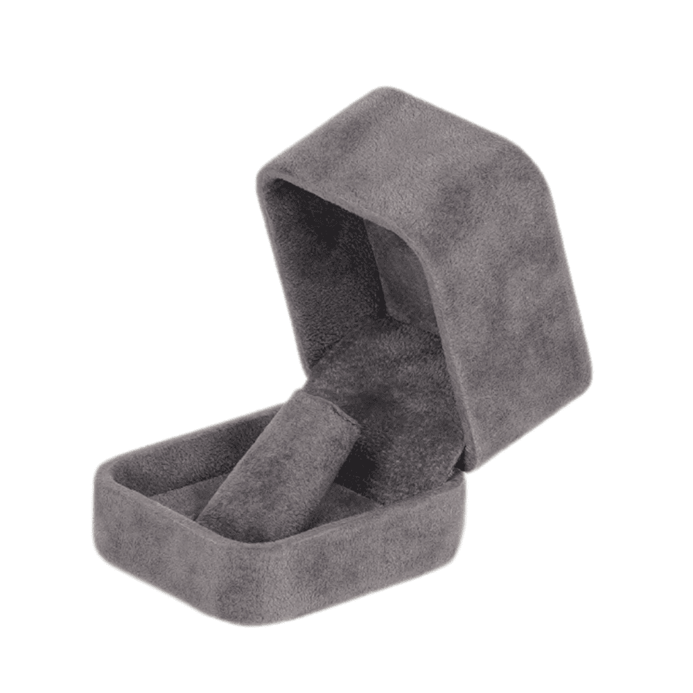 Ring-Jewellery Box-Velvet-dark-grey-Jewellery-packaging-BXR83-8 Ring Jewellery Box Velvet dark grey Jewellery packaging open front2