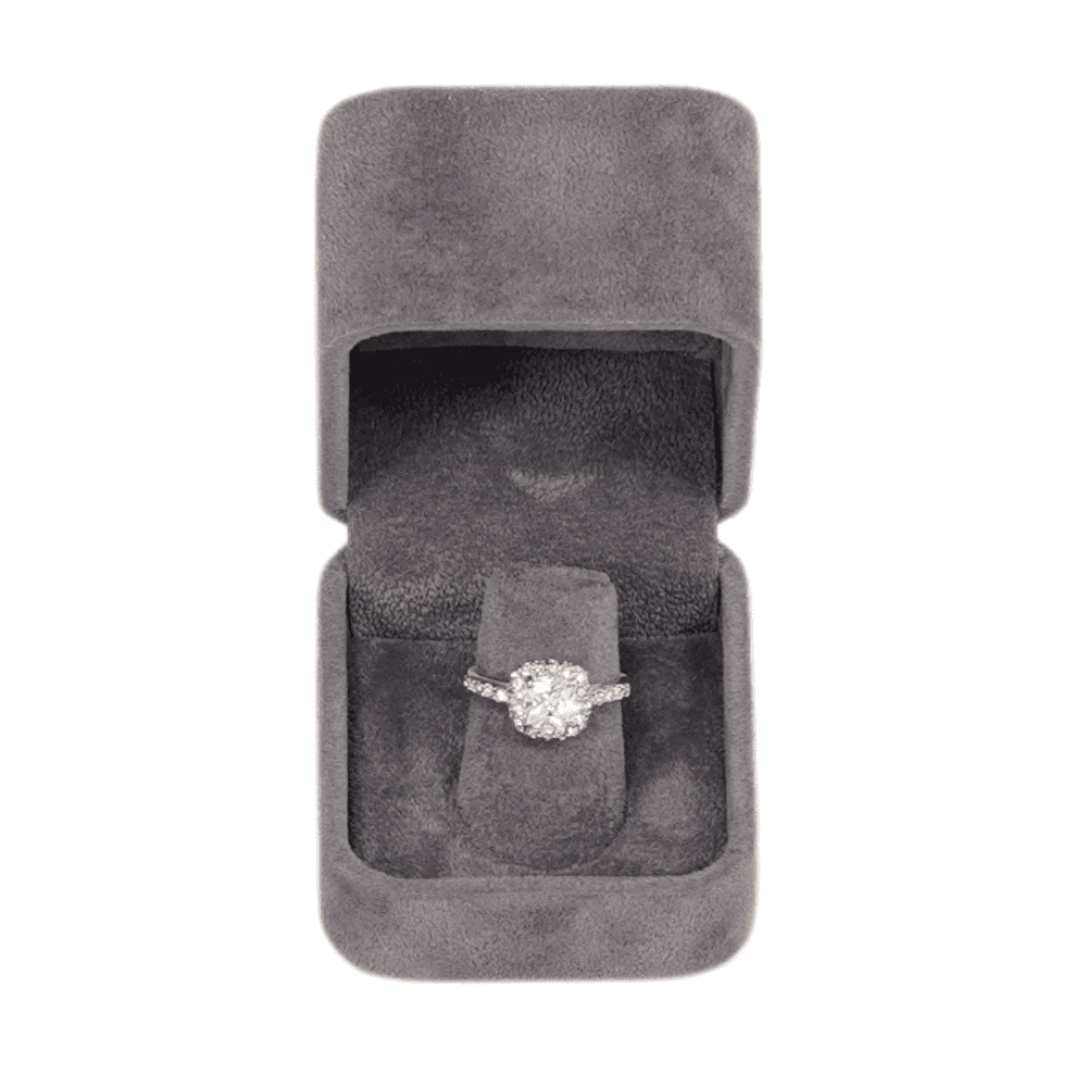 Ring-Jewellery Box-Velvet-dark-grey-Jewellery-packaging-BXR83-9 Ring Jewellery Box Velvet dark grey Jewellery packaging with ring display front