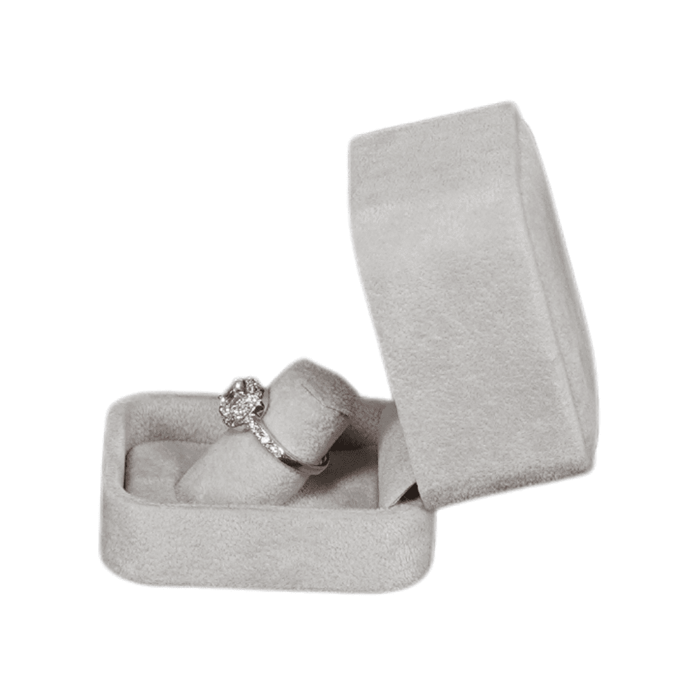 Ring Jewellery Box Velvet grey Jewellery packaging with ring display open sdie2