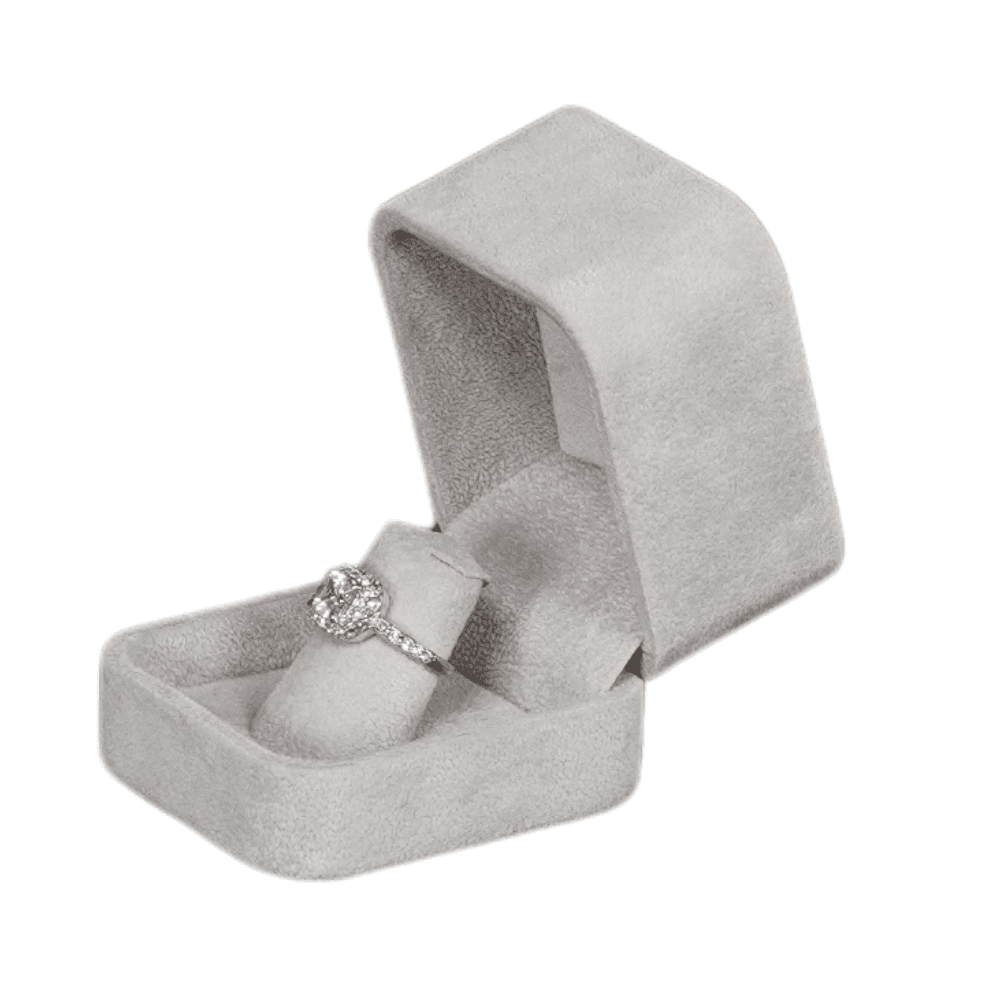 Ring Jewellery Box Velvet grey Jewellery packaging with ring display open side