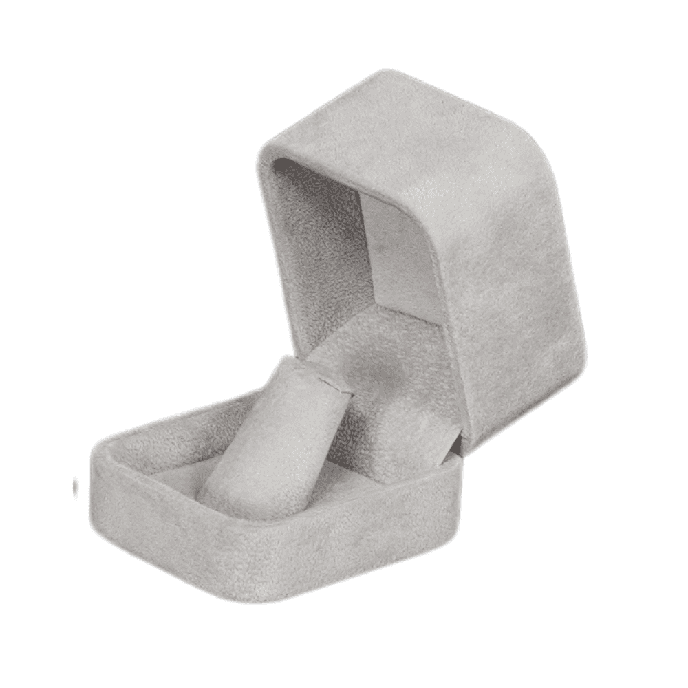 Ring Jewellery Box Velvet grey Jewellery packaging open side