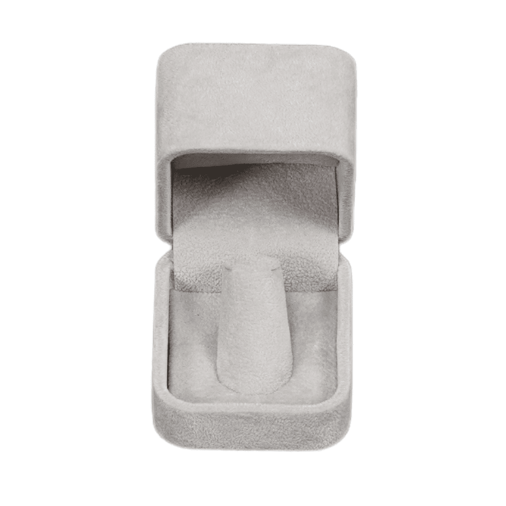 Ring Jewellery Box Velvet grey Jewellery packaging open front