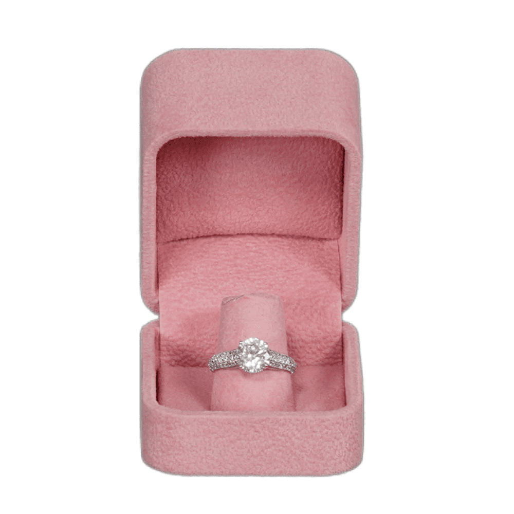 Ring Jewellery Box Velvet pink Jewellery packaging with ring front