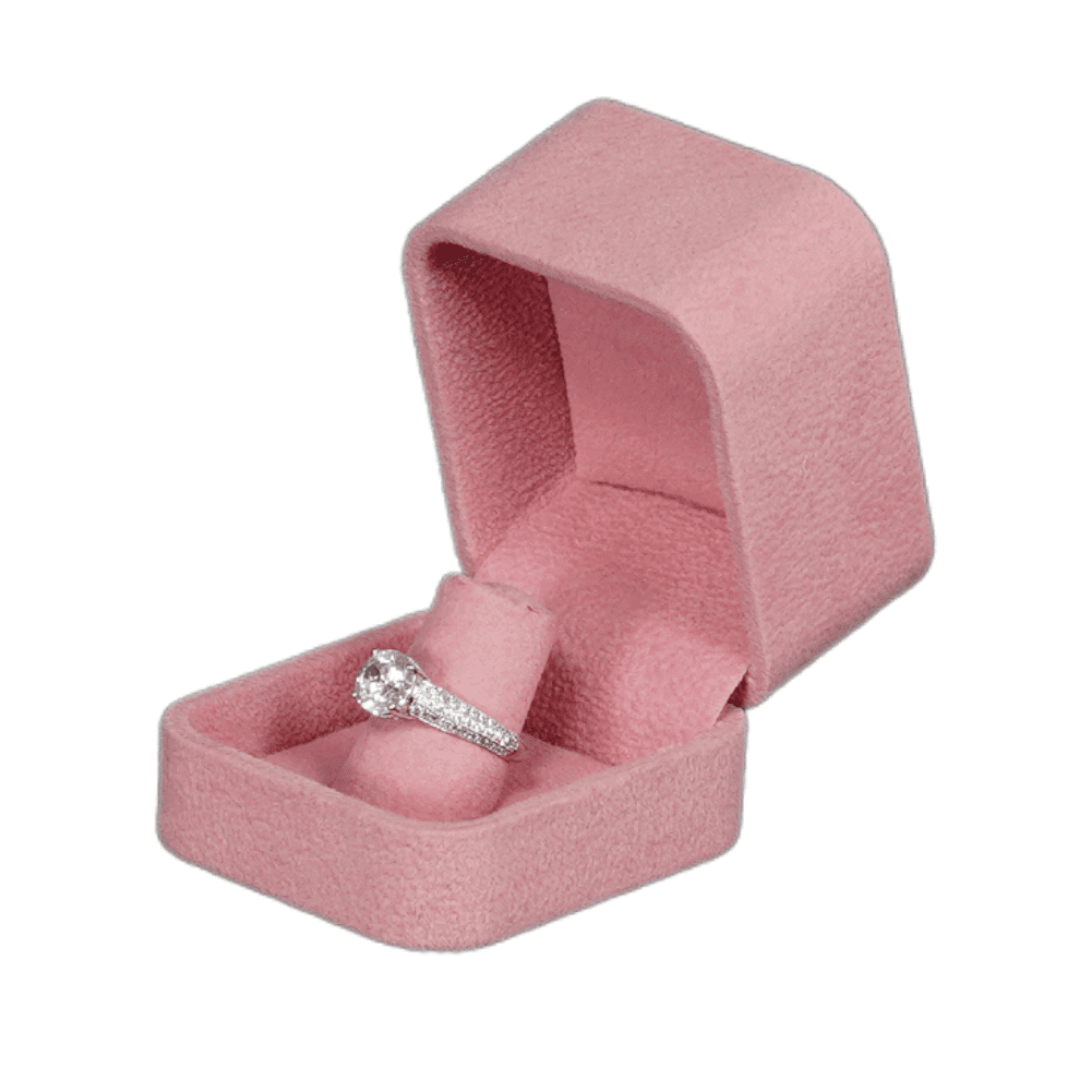 Ring Jewellery Box Velvet pink Jewellery packaging with ring side1