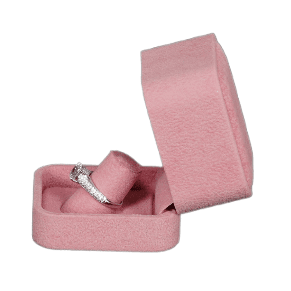 Ring Jewellery Box Velvet pink Jewellery packaging with ring side