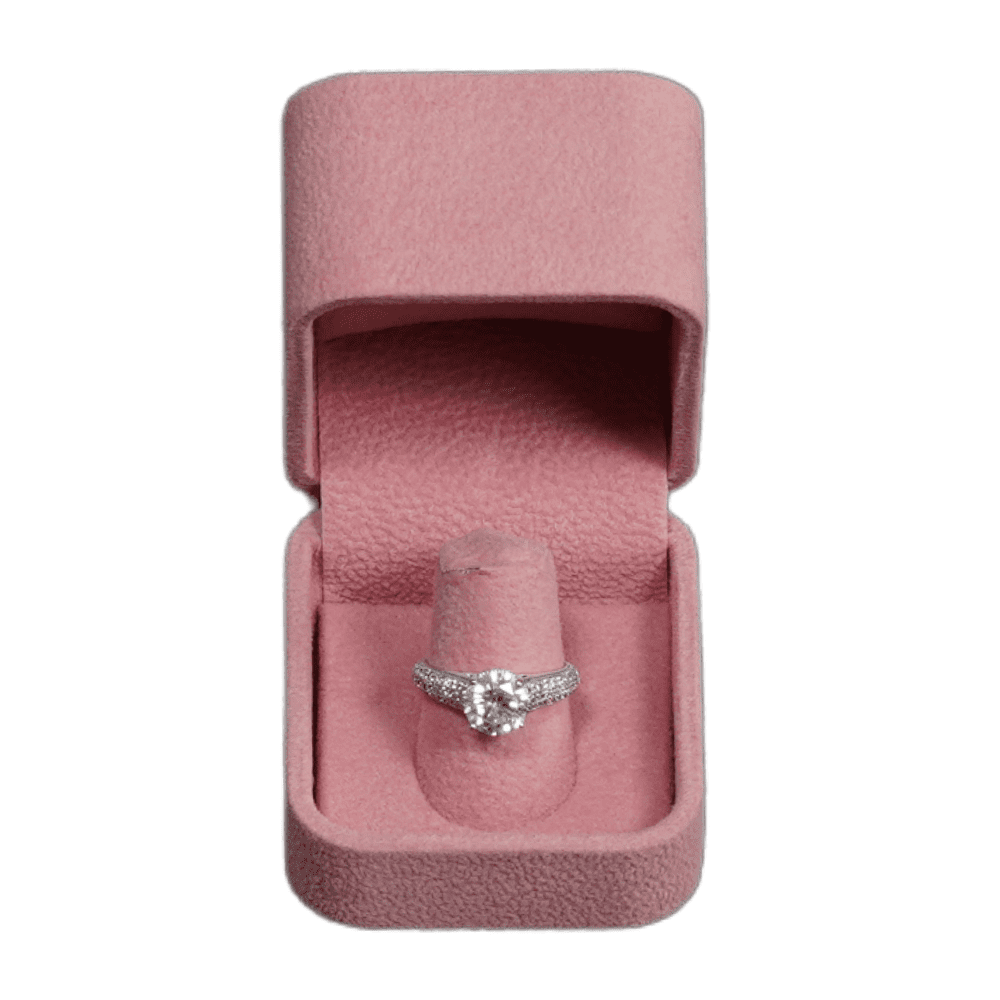 Ring Jewellery Box Velvet pink Jewellery packaging with ring front