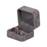 Wedding Ring Box velvet dark grey open angle with ring BXR81DGR