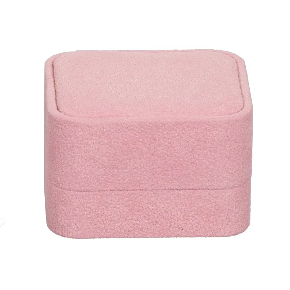 Wedding Ring Box velvet pink close front BXR81PI