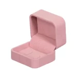 Wedding Ring Box velvet pink open angle BXR81PI