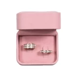 Wedding Ring Box velvet pink open top with ring BXR81PI