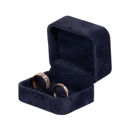Wedding Ring Box velvet royal blue open-angle with ring BXR81RB