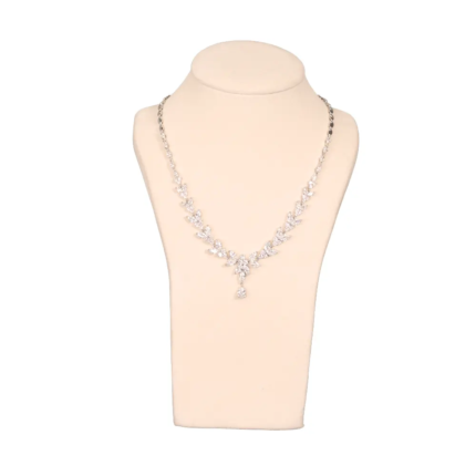 Jewelry Necklace Stand medium Beige velvet front with necklace NS83L