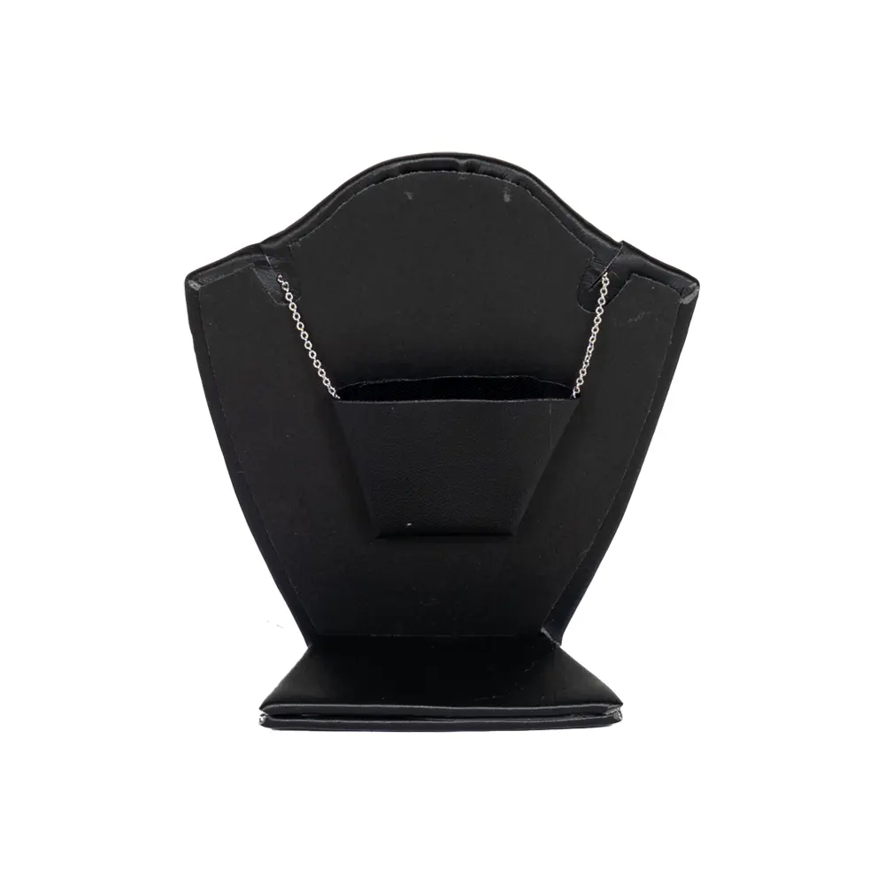 necklace stand leatherette large black back view PNS81L