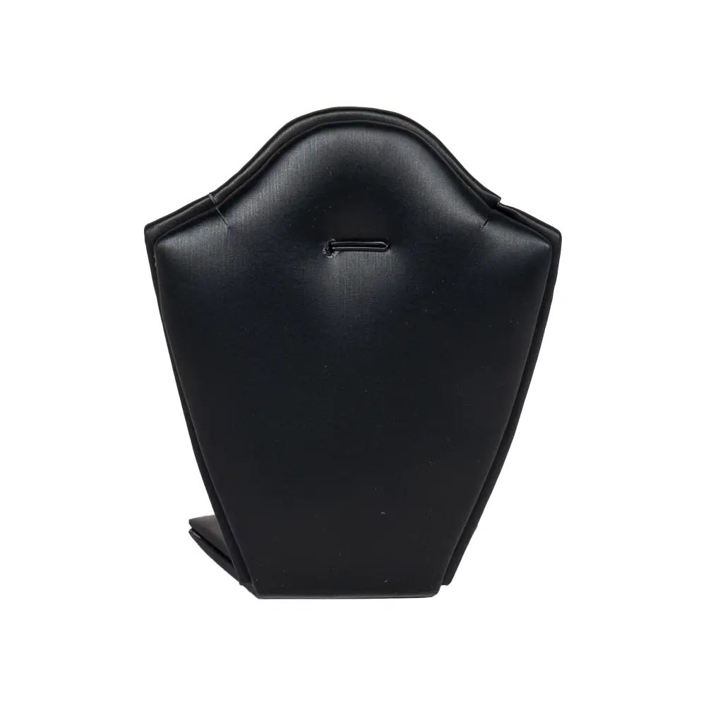 necklace stand leatherette large black front view PNS81L