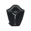 necklace stand leatherette large black front view with necklace PNS81L