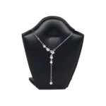 necklace stand leatherette large black front view with necklace PNS81L