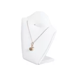 necklace stand leatherette large white angle view with necklace PNS81L
