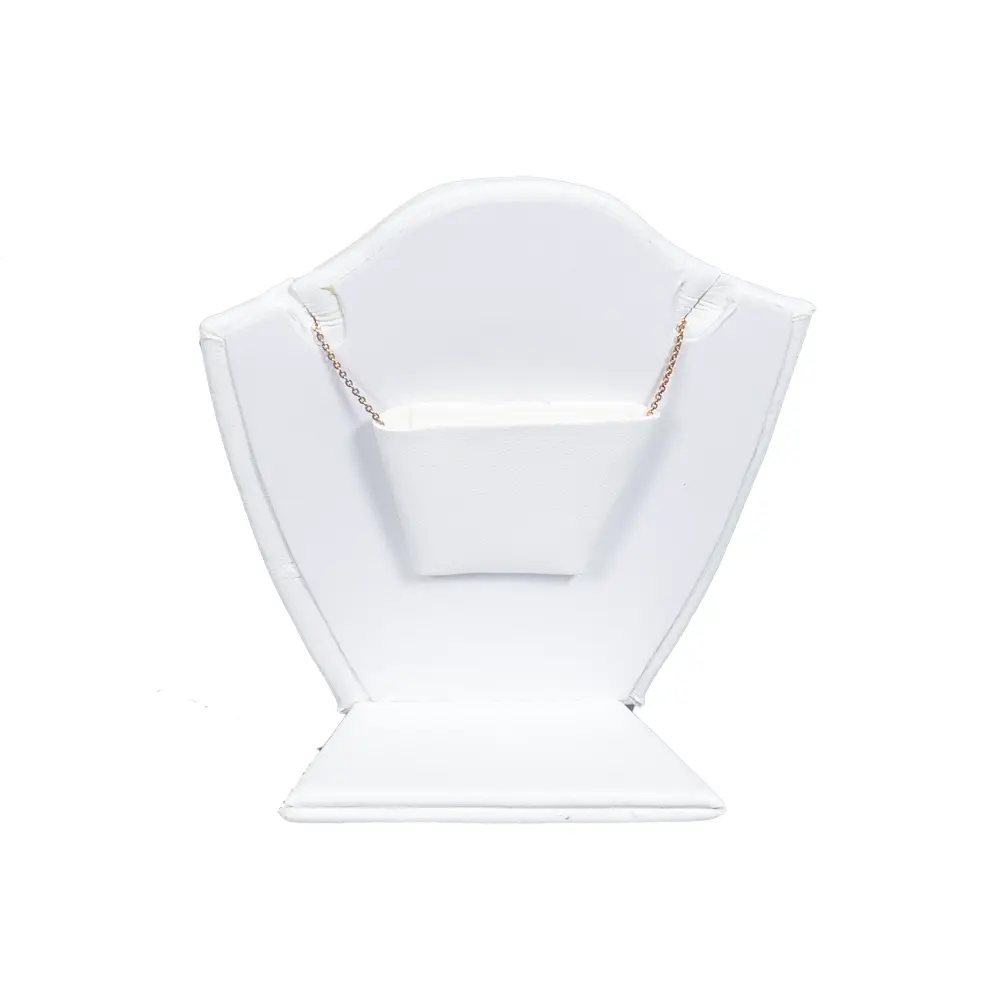 necklace stand leatherette large white back view PNS81L