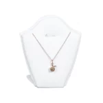 necklace stand leatherette large white front view with necklace PNS81L