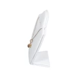 necklace stand leatherette large white side view with necklace PNS81L