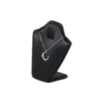 necklace stand leatherette small black angle view with necklace PNS81S