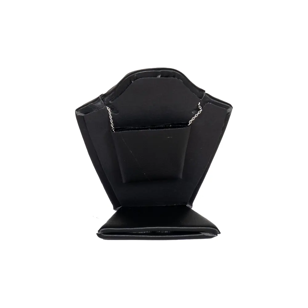 necklace stand leatherette small black back view PNS81S