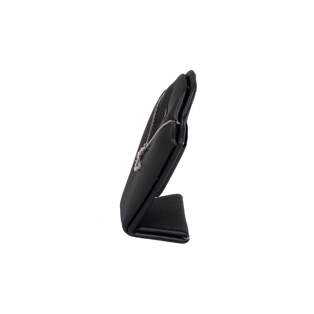 necklace stand leatherette small black side view with necklace PNS81S