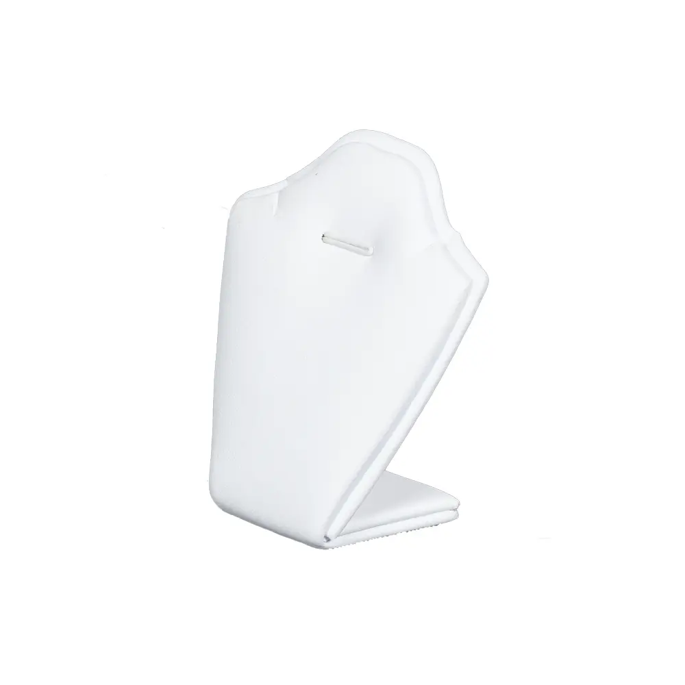necklace stand leatherette small white angle view PNS81S