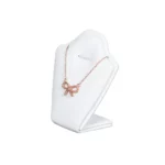necklace stand leatherette small white angle view with necklace PNS81S