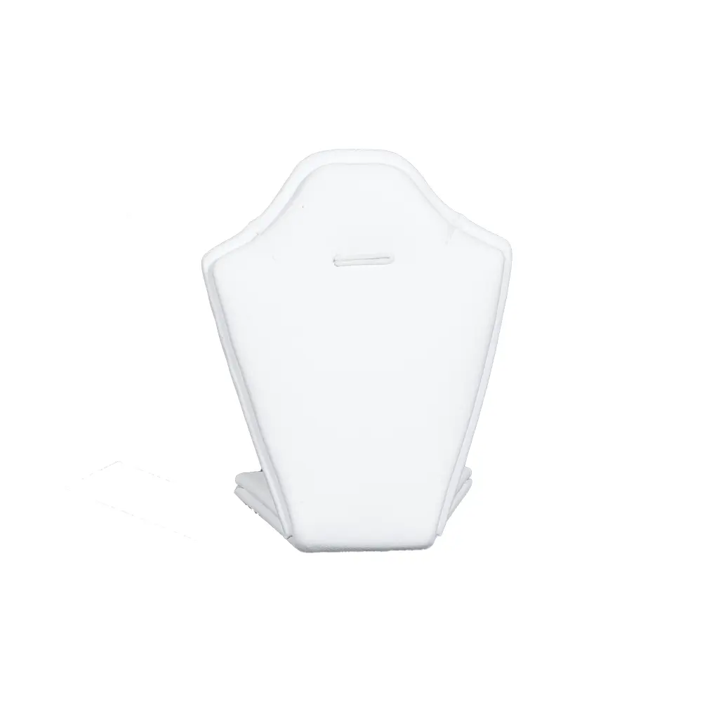 necklace stand leatherette small white front view PNS81S