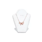 necklace stand leatherette small white front view with necklace PNS81S