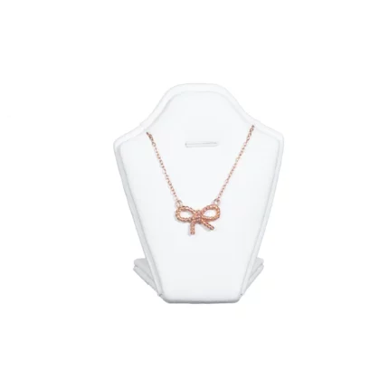 necklace stand leatherette small white front view with necklace PNS81S