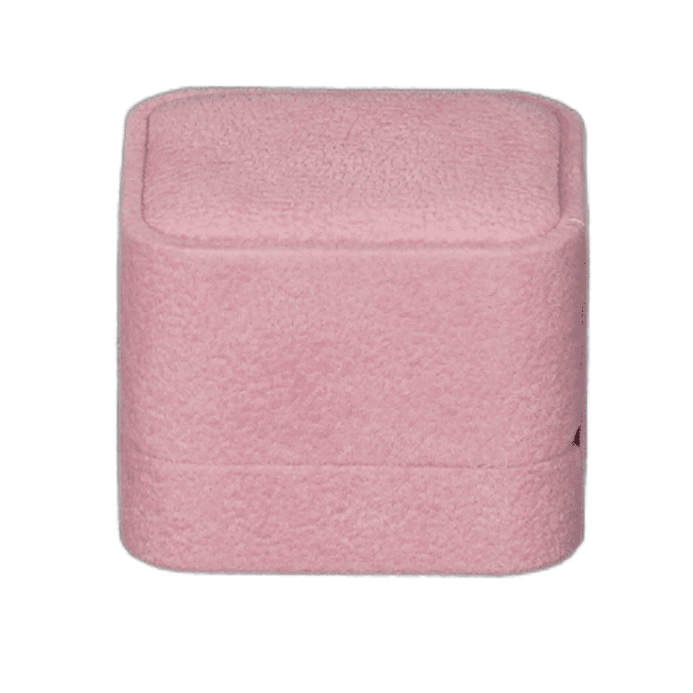 ring-box-velvet-pink-BXR82-11 Pink velvet ring box with a cushion interior, close 3