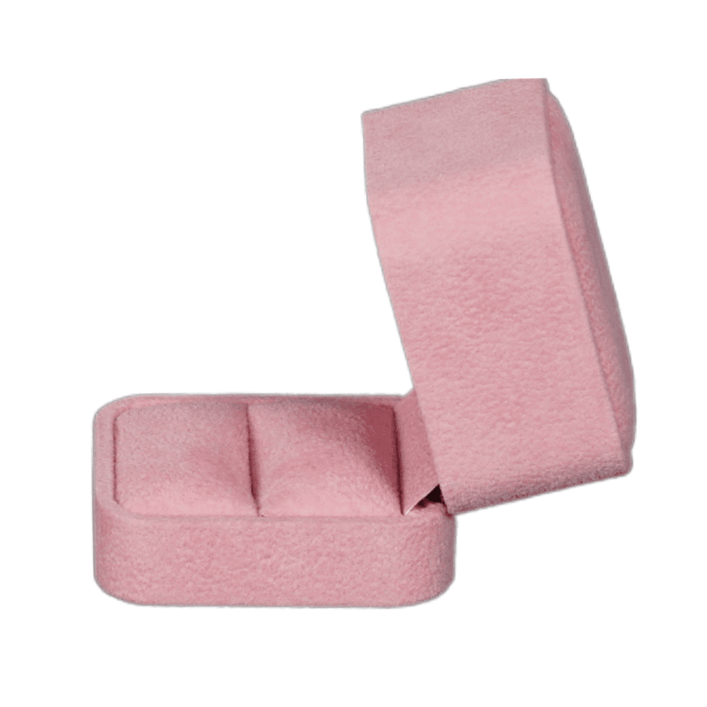 ring-box-velvet-pink-BXR82-5 Pink velvet ring box with a cushion interior, open4