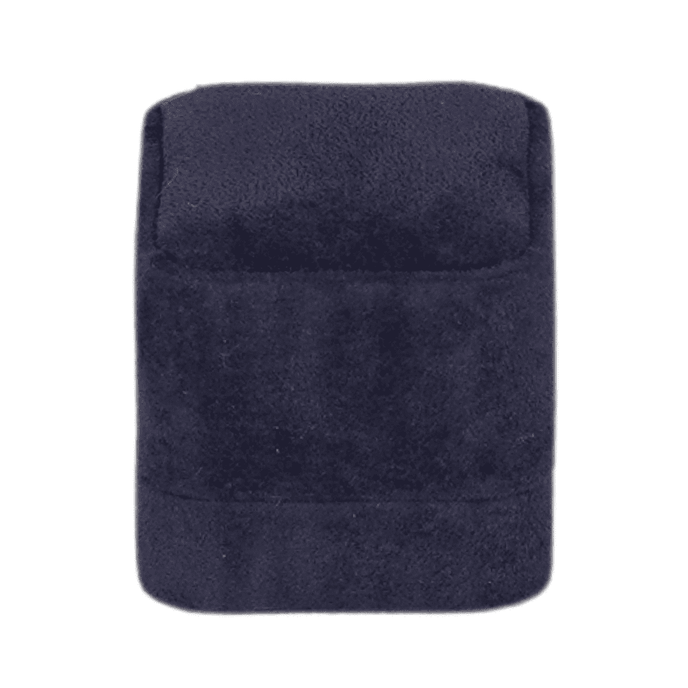 Royal blue velvet ring box with a cushion interior close 3