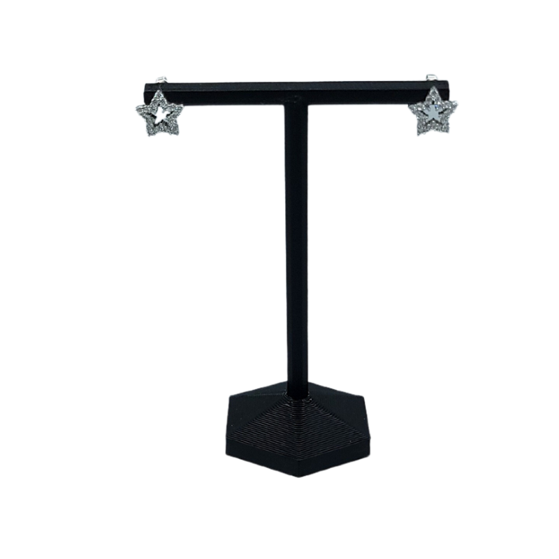 Black Large Hexagonal Base Earring Stand-1