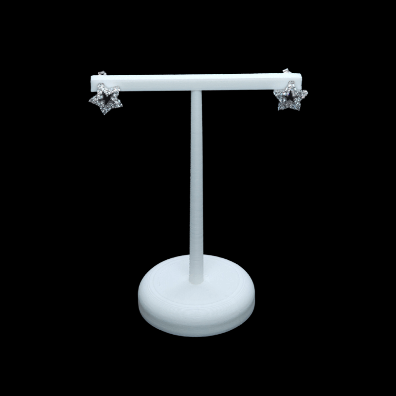 white 3d print round base earring stand