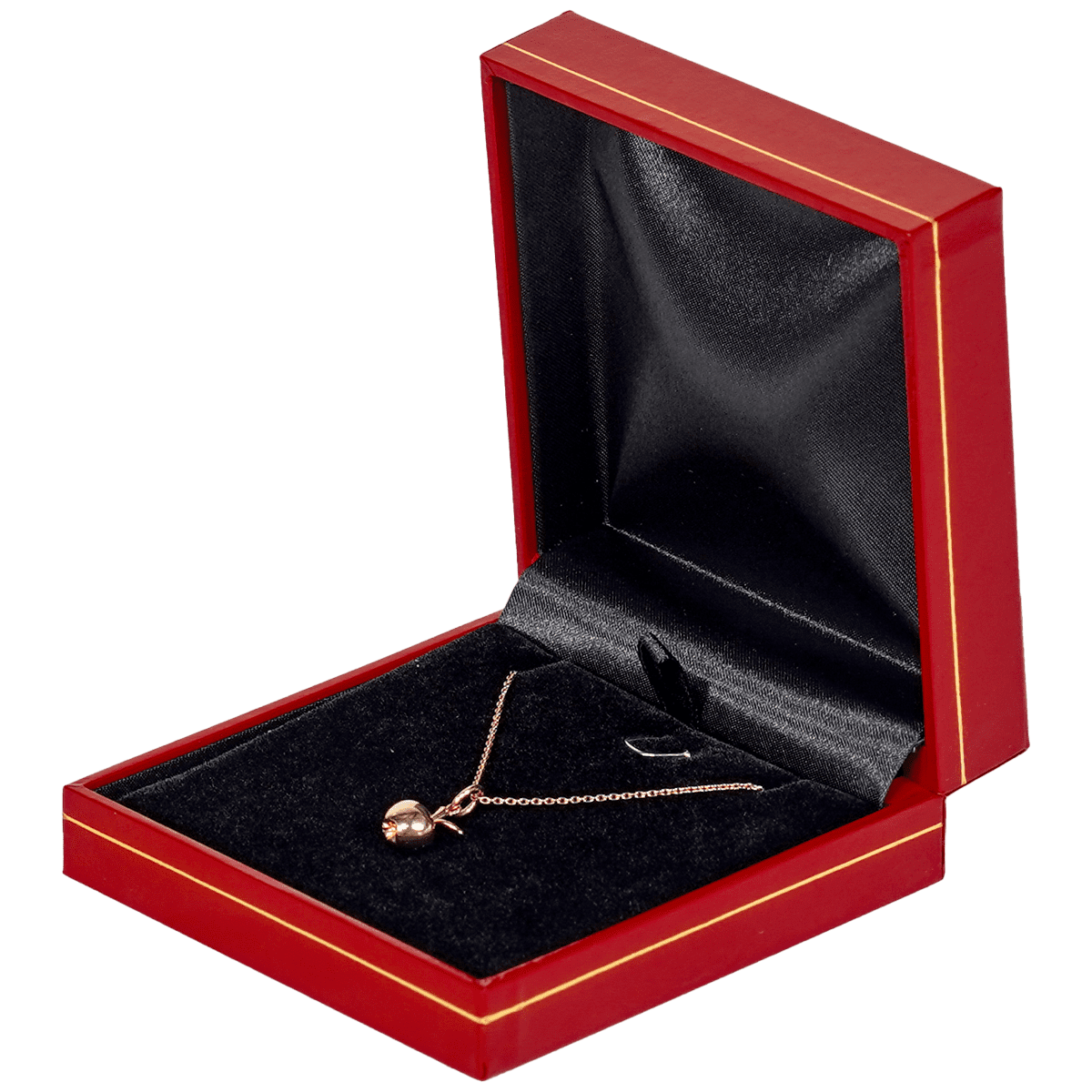 necklace box jewellery box necklace red - display with necklace side