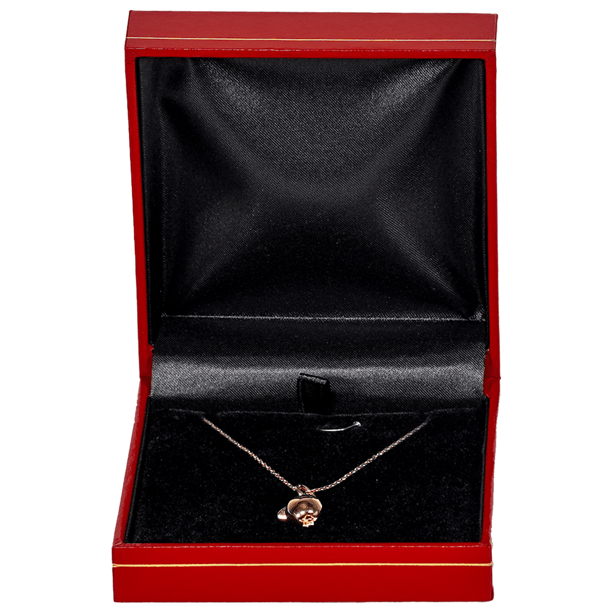 necklace box jewellery box necklace red - display with necklace front