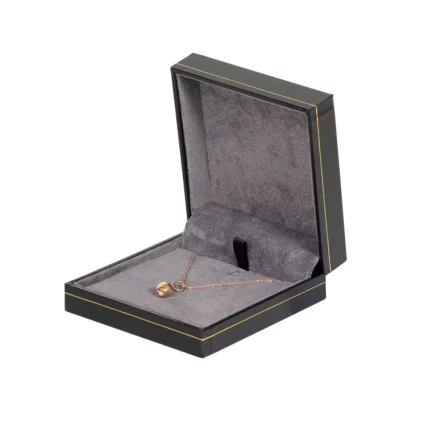 necklace box large black paper open side view with jewellery BXP82LBL