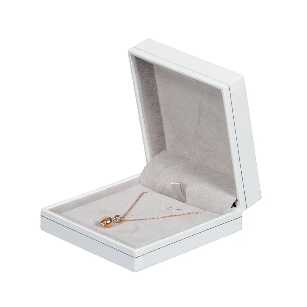 necklace box large white paper open side view with jewellery BXP82LWH