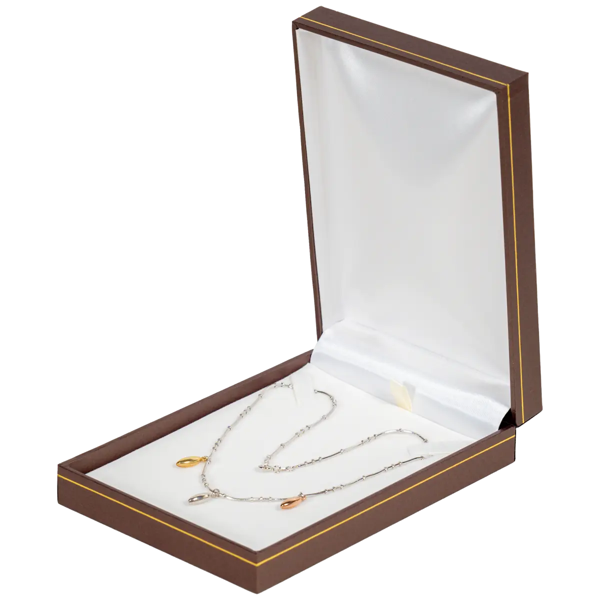 necklace-gift-box-custom-jewellery-packaging-brown-BXN82-5 necklace gift box custom jewellery packaging brown - display with necklace side