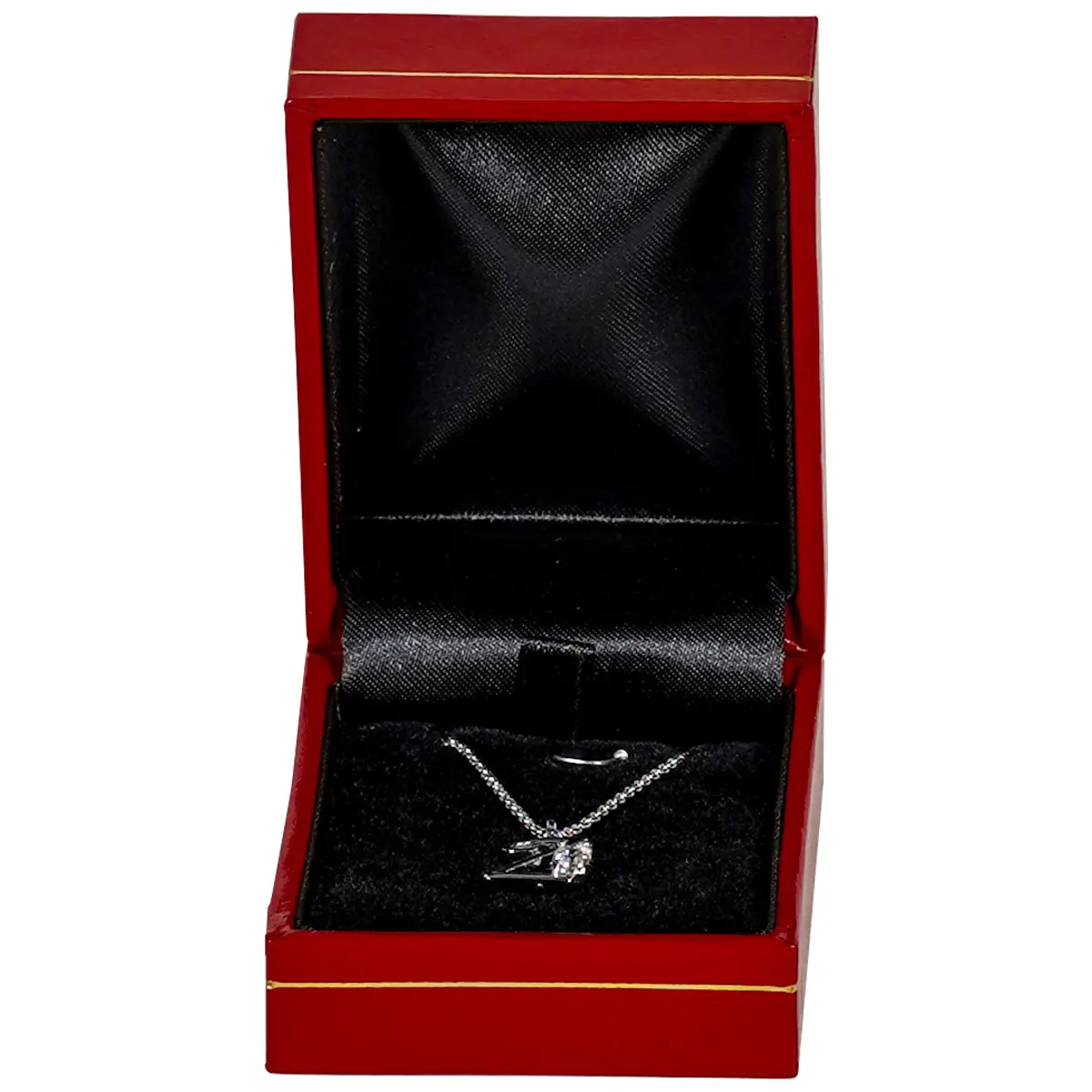 necklace packaging small necklace box red BXP84 - display with necklace front