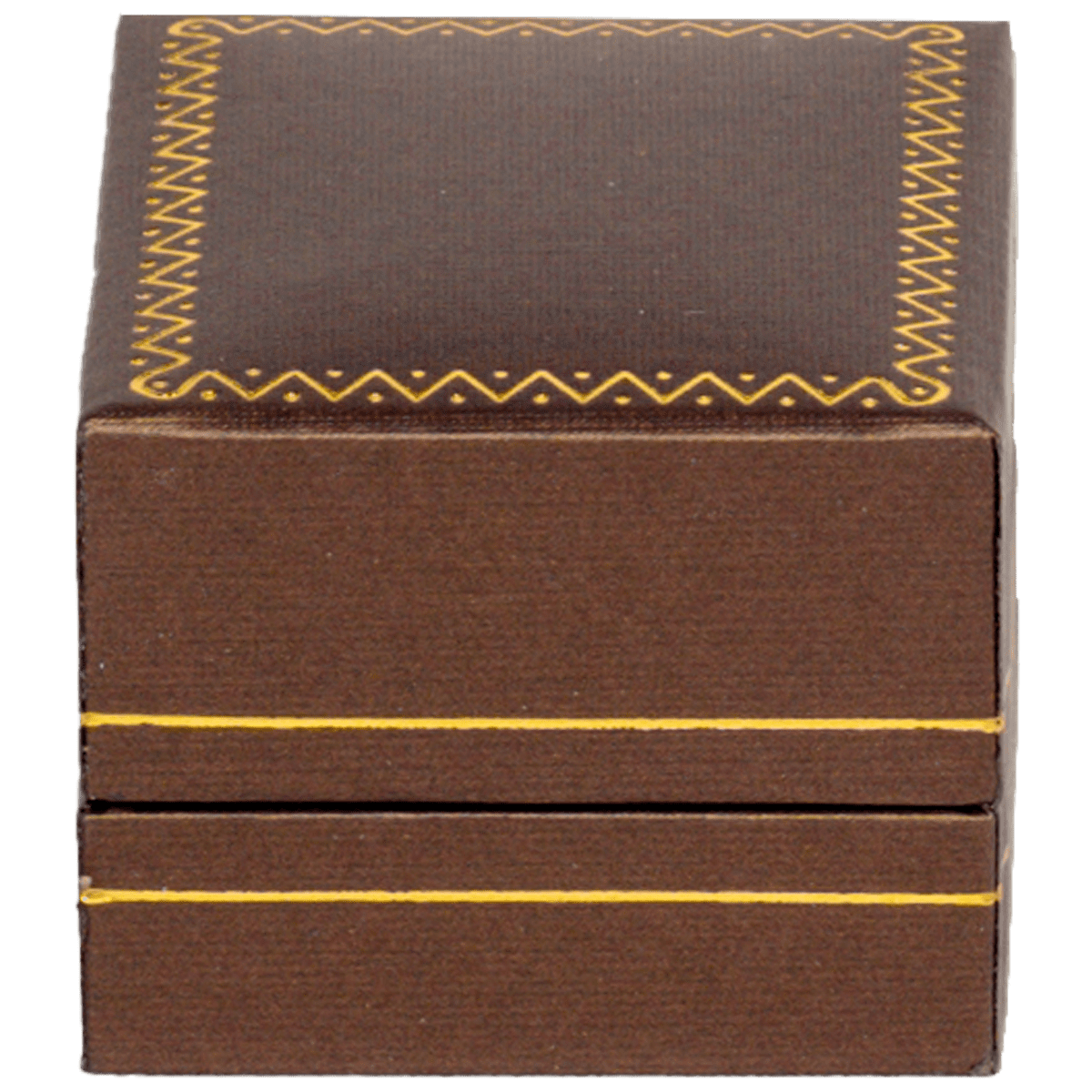 small earring box brown leather look paper jewellery box AU - close front