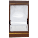 small earring box brown leather look paper jewellery box AU - open front