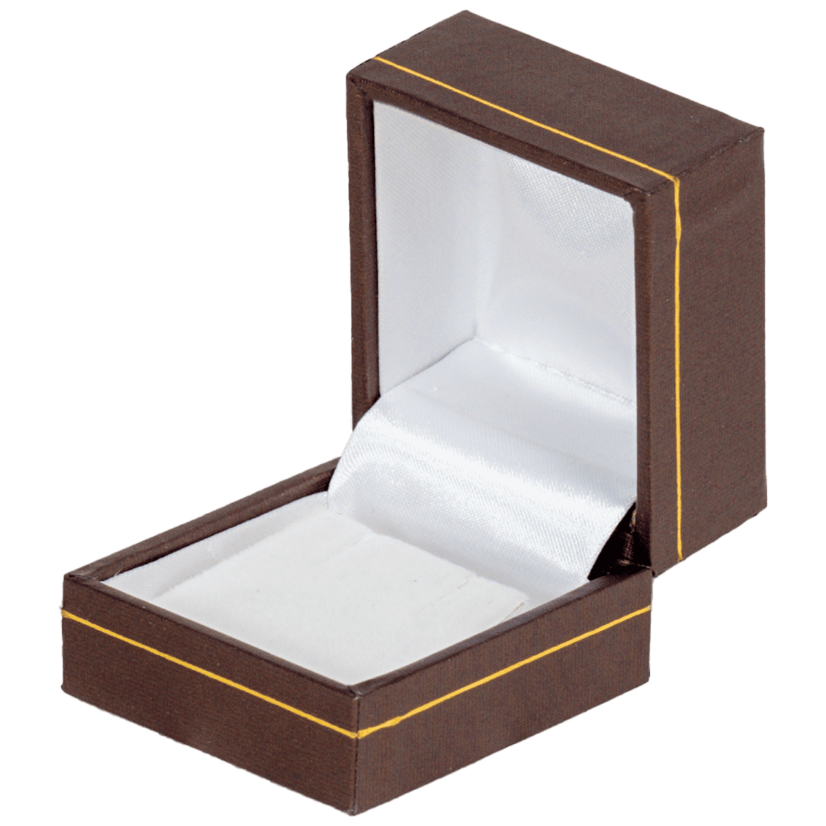 small earring box brown leather look paper jewellery box AU - open side